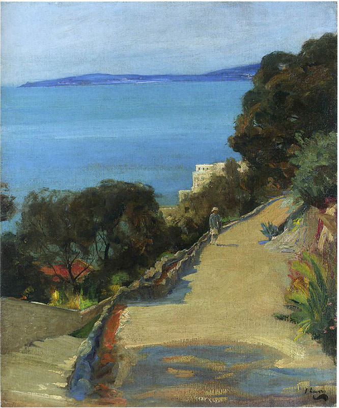 The Garden at Cap d' Ail 1921 by Sir John Lavery French Riviera Paintings