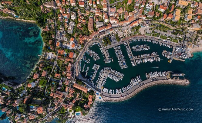 Port of St-Jean-Cap-Ferrat aerial view French Riviera