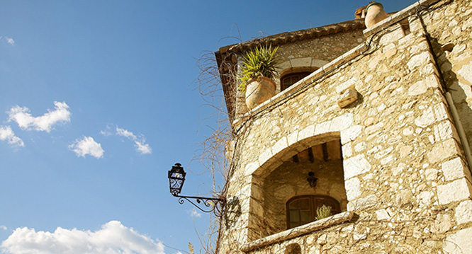 Romantic old French sandstone house in an old village Saint-Paul-de-Vence, French Riviera