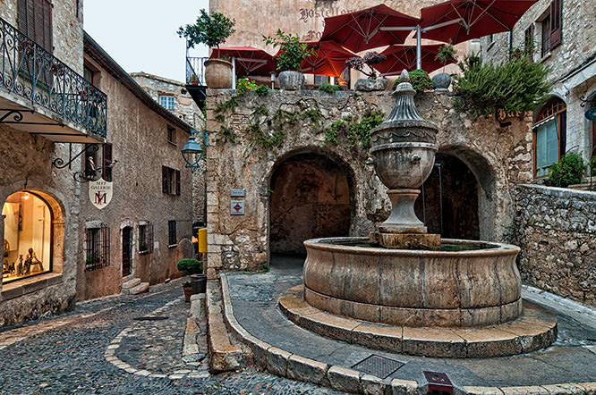 Place de la Grande Fontaine in Saint-Paul-de-Vence, French Riviera
