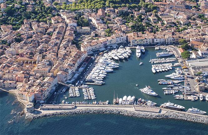 Aerial view of the port of St Tropez
