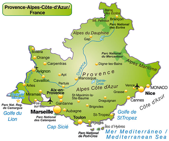 Map of the Saint Tropez area