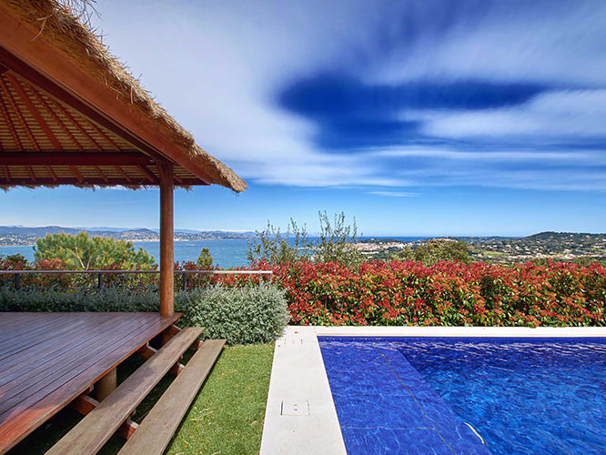 St Tropez view from a luxurious property in Gassin