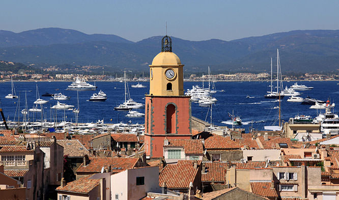 Bell tower and Gulf of St Tropez
