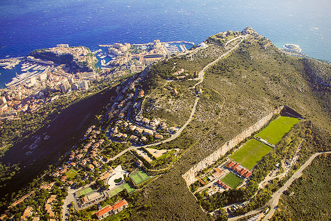 Aerial view of the Monaco Football Club train in la Turbie