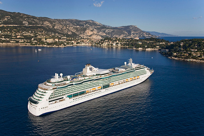 Cruise Ship in Villefranche-sur-Mer Bay, French Riviera