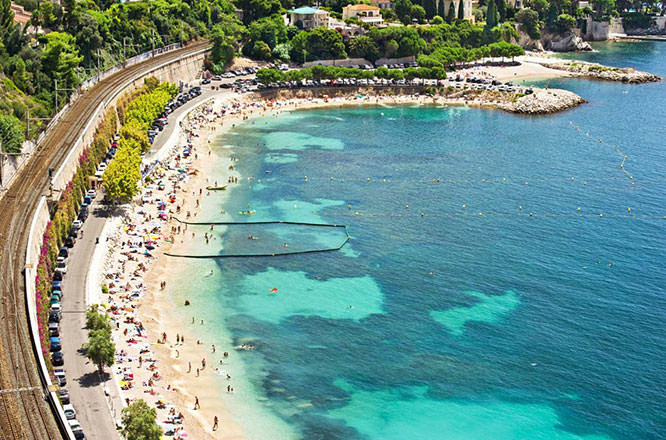 Scenic view on the beautiful beach of Villefranche-sur-mer